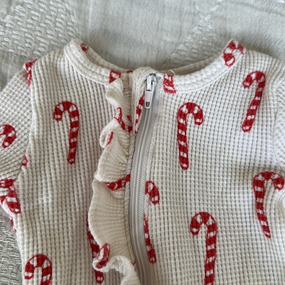 Spearmint Love Candy Cane Waffle Footie - Picture 2 of 5